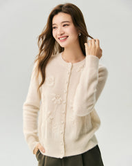 Cashmere Silk 3D Floral Cardigan