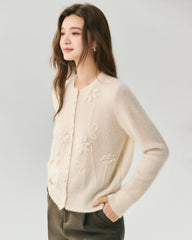 Cashmere Silk 3D Floral Cardigan