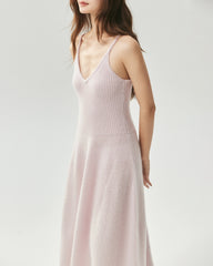 Cashmere Silk V-Neck A-Line Maxi Dress