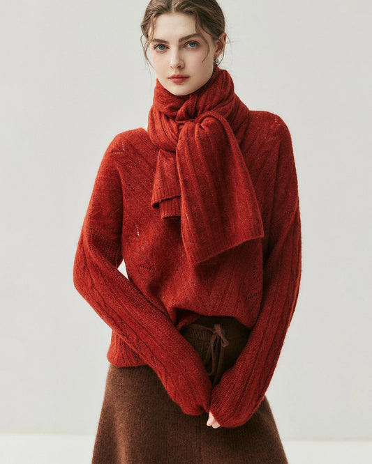 Cable Knit Cashmere Silk Scarf Wrap