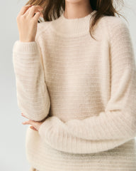 Cashmere Silk Waffle Knit Mock Neck Sweater