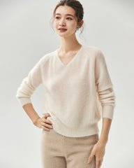 Cashmere Silk Relaxed V-Neck Sweater