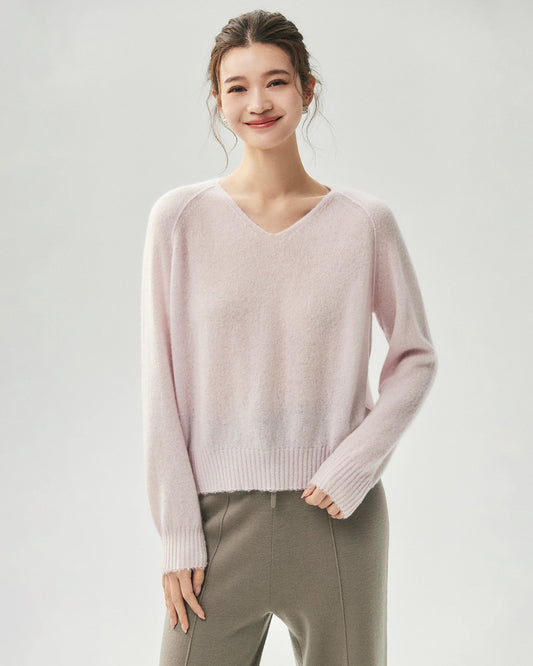 Cashmere Silk Relaxed V-Neck Sweater
