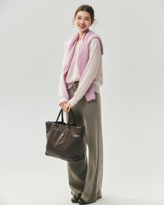 Cashmere Silk Relaxed V-Neck Sweater