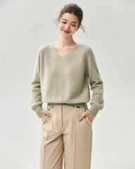 Cashmere Silk Relaxed V-Neck Sweater