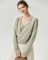 Cashmere Silk V-Neck Cardigan & Camisole