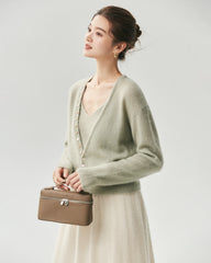 Cashmere Silk V-Neck Cardigan & Camisole