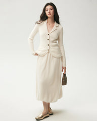 Cashmere Silk Knit Balloon Maxi Skirt