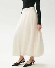 Cashmere Silk Knit Balloon Maxi Skirt