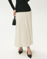 Cashmere Silk Knit Balloon Maxi Skirt