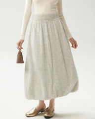 Cashmere Silk Knit Balloon Maxi Skirt