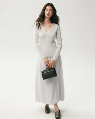 Cashmere Silk Knit Balloon Maxi Skirt