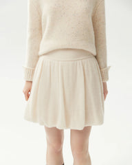 Cashmere Silk Gathered Knit Mini Skirt