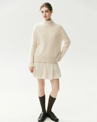 Cashmere Silk Gathered Knit Mini Skirt