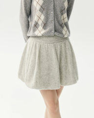 Cashmere Silk Gathered Knit Mini Skirt