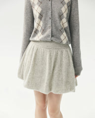 Cashmere Silk Gathered Knit Mini Skirt