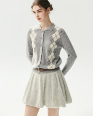 Cashmere Silk Gathered Knit Mini Skirt
