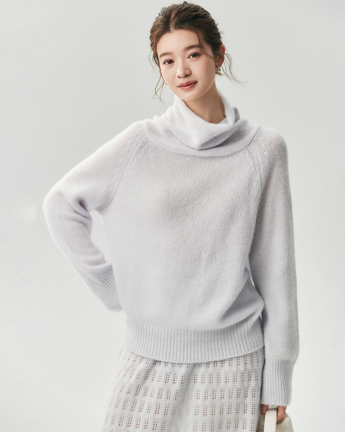 Cashmere Silk Relaxed Funnel Neck Sweater
