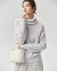 Cashmere Silk Relaxed Funnel Neck Sweater