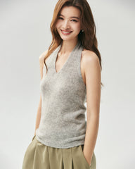 Cashmere Silk V-Neck Halter Top