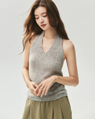 Cashmere Silk V-Neck Halter Top