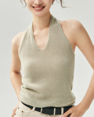 Cashmere Silk V-Neck Halter Top