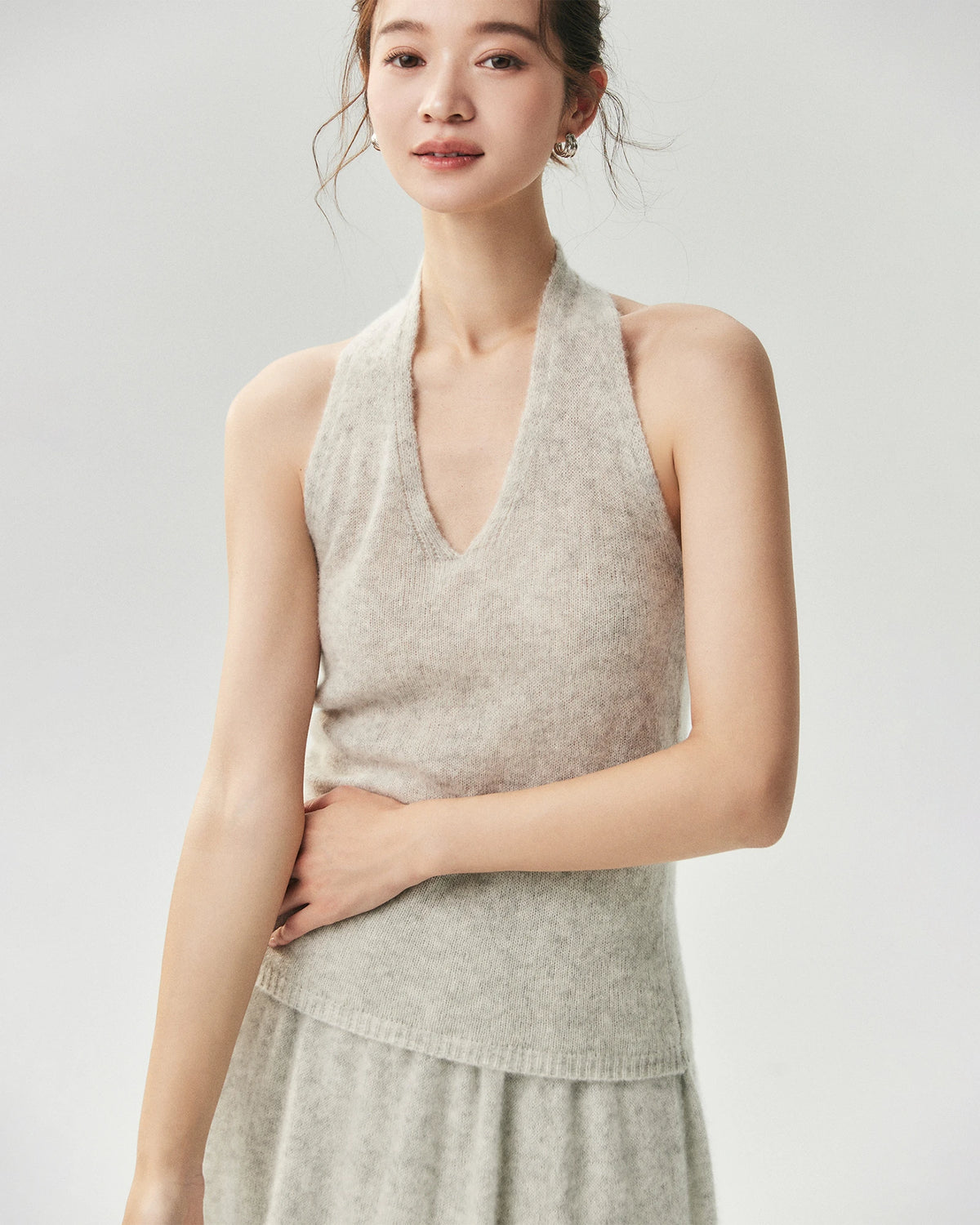 Cashmere Silk V-Neck Halter Top