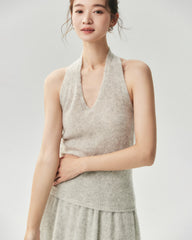 Cashmere Silk V-Neck Halter Top