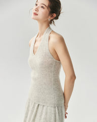 Cashmere Silk V-Neck Halter Top