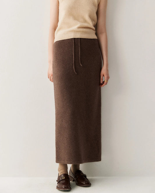 Cashmere Wool Long Straight Knit Skirt
