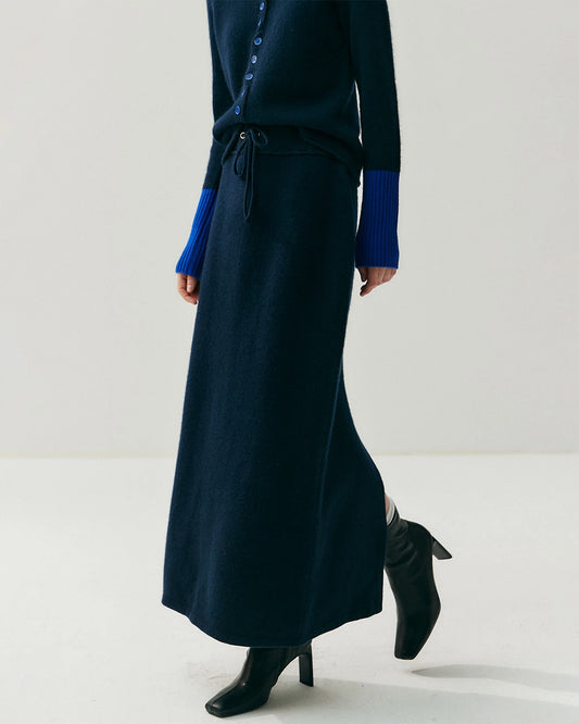 Cashmere Wool Long Straight Knit Skirt - DAISYSILK UK