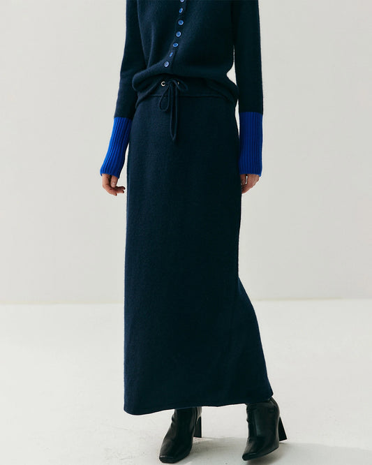 Cashmere Wool Long Straight Knit Skirt - DAISYSILK UK