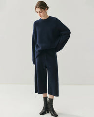 Cashmere Wool Knit Hooded Pullover and Pants Set