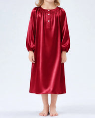 Long Silk Shirt Pajamas Sleepwear For Girl