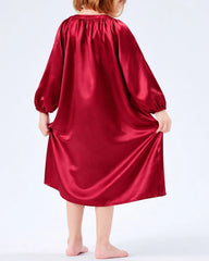 Long Silk Shirt Pajamas Sleepwear For Girl