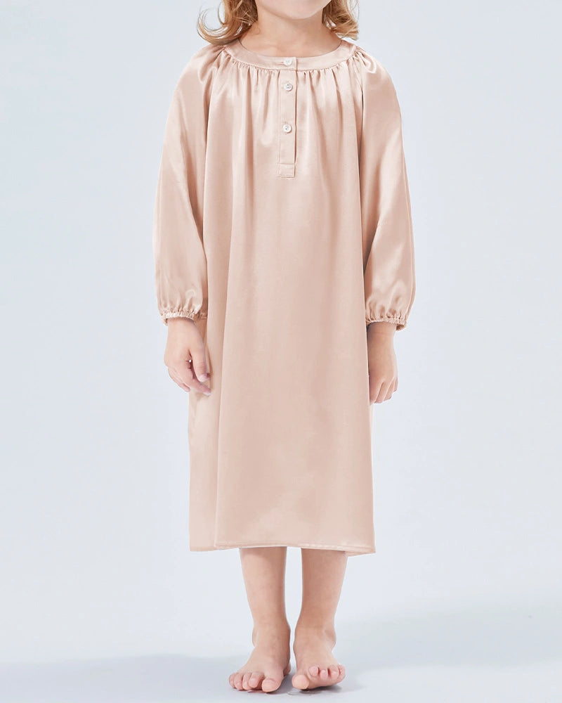 Long Silk Shirt Pajamas Sleepwear For Girl