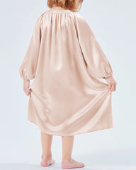 Long Silk Shirt Pajamas Sleepwear For Girl
