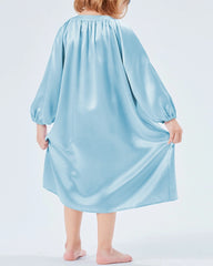 Long Silk Shirt Pajamas Sleepwear For Girl