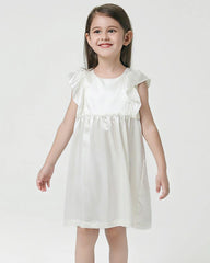 Girls Ruffle Sleeve Silk Dress Sleepwear