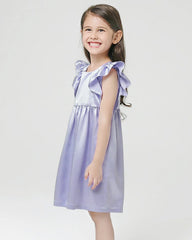 Girls Ruffle Sleeve Silk Dress Sleepwear