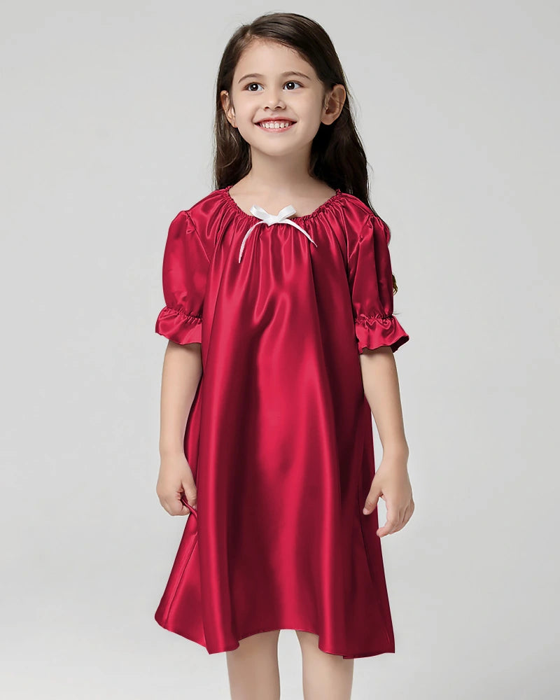 Girls Silk Short Sleeve Nightgown