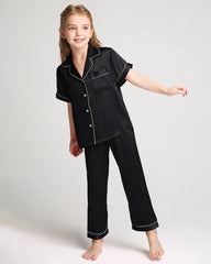 Unisex Kids Short Sleeve Silk Pajamas Set - DAISYSILK UK