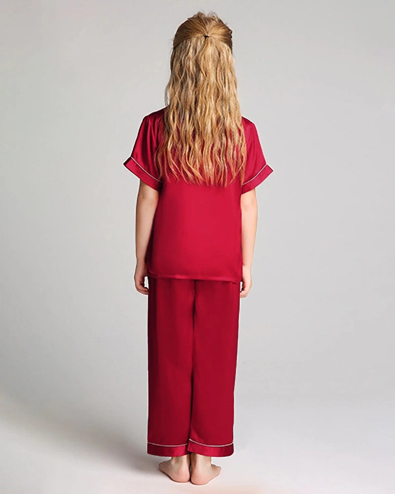 Unisex Kids Short Sleeve Silk Pajamas Set - DAISYSILK UK