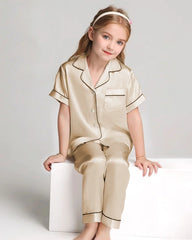 Unisex Kids Short Sleeve Silk Pajamas Set - DAISYSILK UK