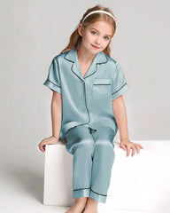Unisex Kids Short Sleeve Silk Pajamas Set - DAISYSILK UK
