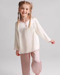 Long Sleeve Silk Pajama Set For Kids