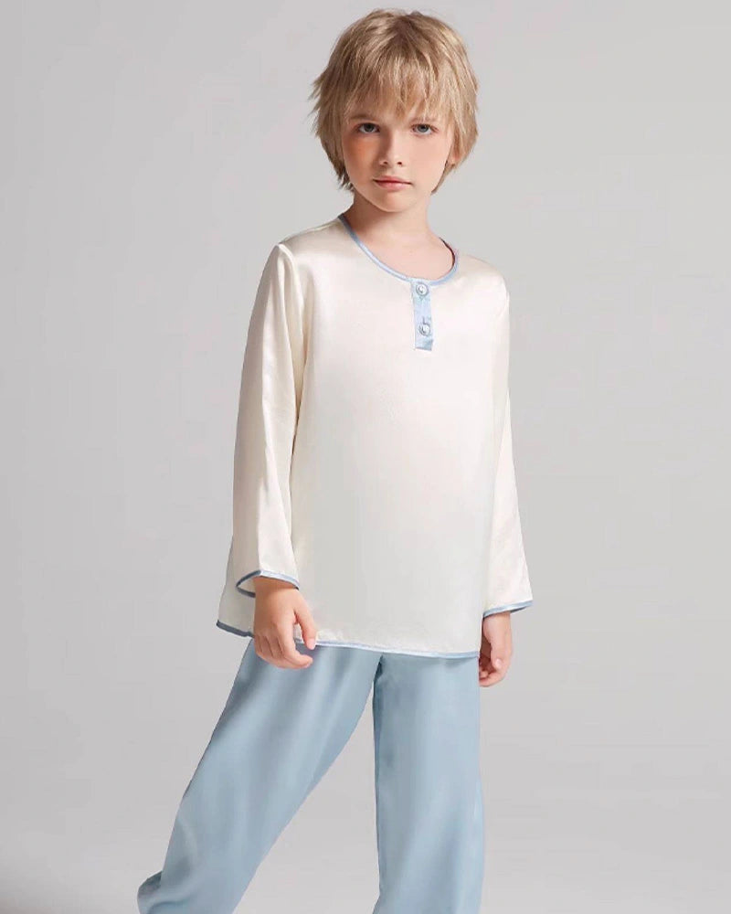 Long Sleeve Silk Pajama Set For Kids