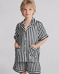 Striped Kids Silk Pajama Shorts Set