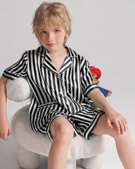 Striped Kids Silk Pajama Shorts Set