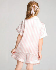 Striped Kids Silk Pajama Shorts Set